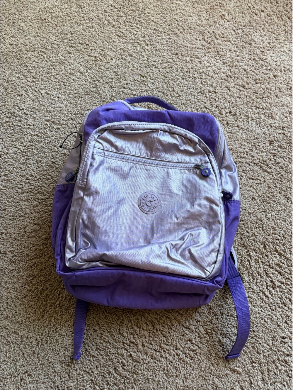 Kipling Seoul Large Metallic Purple Laptop Backpack NWOT two tone